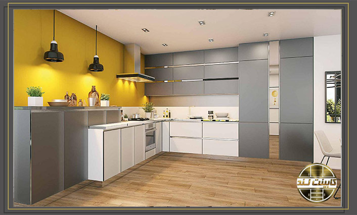 کابینت نئوکلاسیک سفید و طوسی